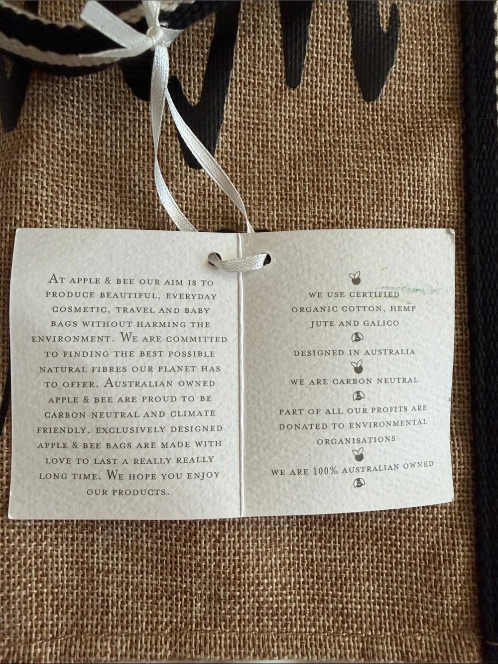 NWT Apple & Bee for Neiman Marcus Jute Tote Bag Large Burlap Beach